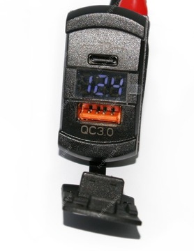 Монтажная розетка USB QC3.0 18 Вт + PD 36 Вт 12–24 В Вольтметр