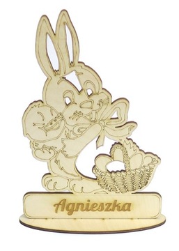 DEKOR WIELKANOCNY ZAJĄCZEK NA PODSTAWCE +IMIĘ PE92