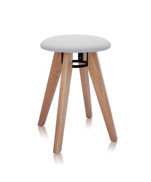 Kuchenny Taboret Dębowy FLIP Eco Skóra SZARA