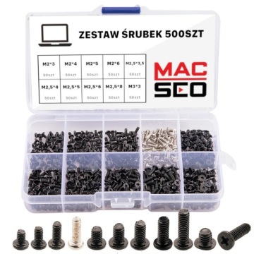ZESTAW ŚRUBEK DO LAPTOPA 500 SZTUK M2 M2.5 M3 ŚRUBKI DO LAPTOPA MACSEO_PL