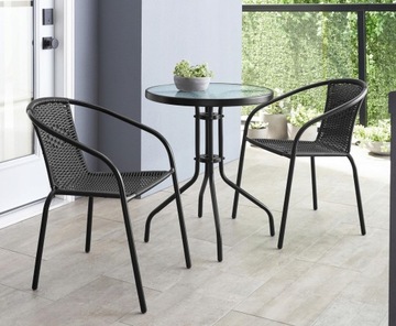 КОМПЛЕКТ САДОВОЙ МЕБЕЛИ, КРУГЛЫЙ ЗАКАЛЕННЫЙ СТОЛ, САДОВЫЕ СТУЛЬЯ ДЛЯ БАЛКОНА