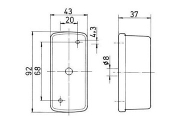 Габаритный фонарь с бело-красным цоколем Jokon 92x42x37 Магазин Turismus PL