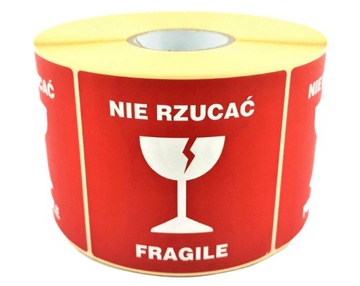 NAKLEJKI OSTRZEGAWCZE OSTROŻNIE NIE RZUCAĆ NALEPKI