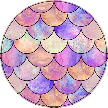 MATA PODŁOGOWA okrągła 100cm TĘCZOWE ŁUSKI