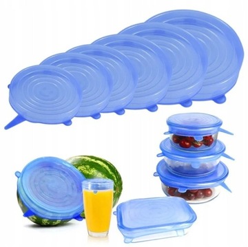 НАКРЫТКИ СИЛИКОНОВЫЕ УНИВЕРСАЛЬНЫЕ ДЛЯ ПИЩЕВЫХ 6 ШТ.