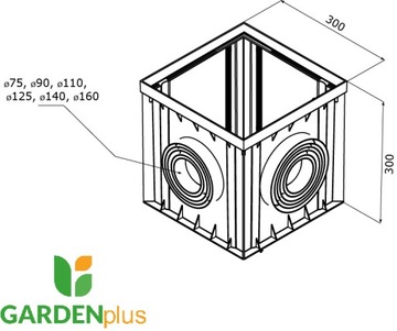 Смотровой колодец с крышкой 300х300 А15 до 1,5Т