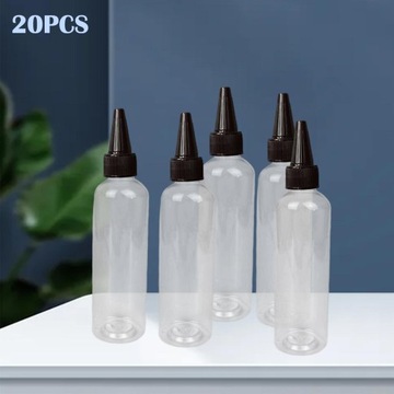 Набор из 20 бутылок для воды по 120 мл, дорожные бутылки с дозатором, маленькое горлышко, черная крышка