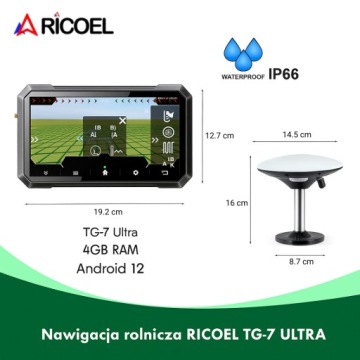 Сельскохозяйственная навигация RICOEL TG-7 ULTRA — Android 12, 4 ГБ ОЗУ
