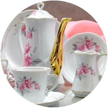 536 SERWIS KAWOWY 12/39 KAMELIA CHODZIEŻ PORCELANA