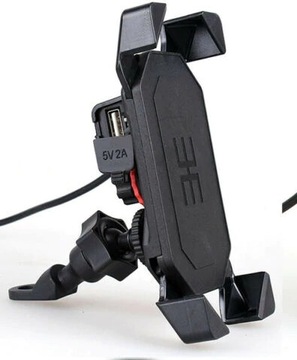 UCHWYT NA TELEFON GPS ŁADOWARKA USB 2A MOTOCYKL