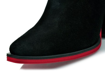 czarne botki kowbojki skórzane buty damskie asymetryczny przód J.W 36