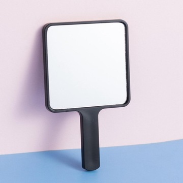 Удобное зеркало с ручкой, маленькое для макияжа, черное.