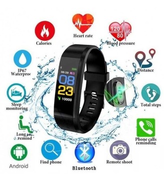 Smartband, умный браслет, шагомер, черный