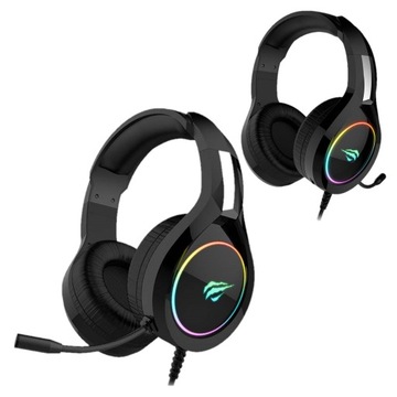 SŁUCHAWKI GAMINGOWE PRZEWODOWE GRACZY USB JACK 3,5 MM Z RGB