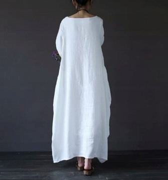 Lniana sukienka z bawełny w jednolitym kolorze
