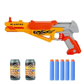 PISTOLET NA NABOJE PIANKOWE STRZAŁKI + 6 szt. naboi + 2 tarcze