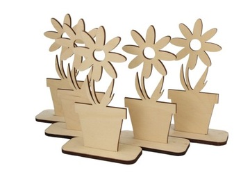 KWIATEK KWIATKI DREWNIANE DZIEŃ MATKI 15CM 5SZT
