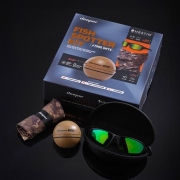 Deeper Chirp+ 2 Зимний комплект рыболовного эхолота + Очки + Утеплитель для шеи