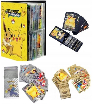 KARTY POKEMON 3W1 165 SZTUK ZŁOTE CZARNE SREBRNE + ALBUM NA 240 KART GRATIS