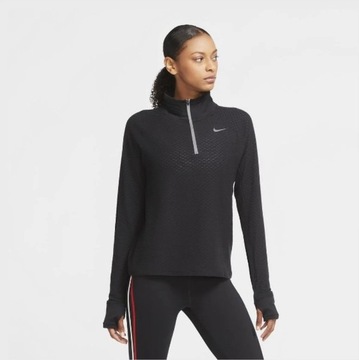 BLUZA DO BIEGANIA NIKE THERMA-FIT ZAMEK 1/2 DŁUGI RĘKAW CZARNY DM1495-010XS