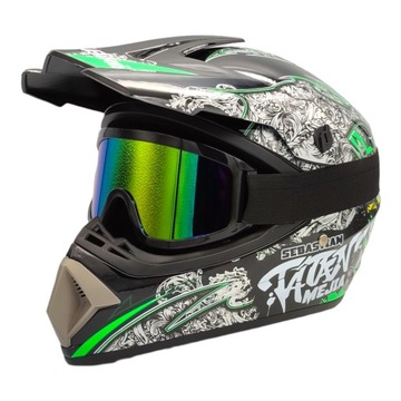 KASK CROSSOWY NA CROSSA MOTOCYKL ENDURO QUAD LEKKI + GOGLE NA PREZENT