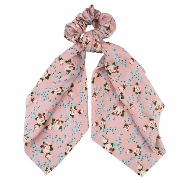 GUMKA DO WŁOSÓW RÓŻOWA W KWIATUSZKI SCRUNCHIE