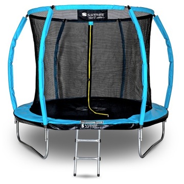 TRAMPOLINA OGRODOWA z siatką wewnętrzną 252cm SAPPHIRE dla dzieci +DRABINKA