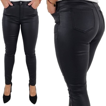 # KLASYCZNE SPODNIE OCIEPLANE DAMSKIE WOSKOWANE - SKÓRA #