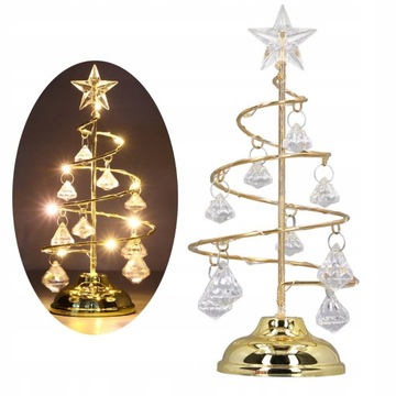 ZŁOTA CHOINKA KRYSZTAŁOWA LED LAMPKA OZDOBA