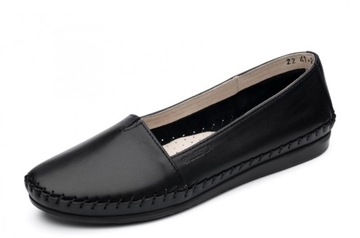 Lesta czarne damskie buty półbuty mokasyny z miękkiej skóry naturalnej 36