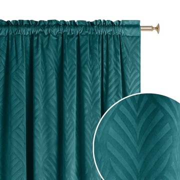 Zasłona gotowa welurowa velvet na taśmie żabki Room99 Leafly 140x280 petrol