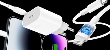 Оригинальный комплект зарядного устройства 20 Вт + кабель USB-C-LIGHTNING для быстрой зарядки iPhone