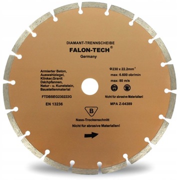 TARCZA DIAMENTOWA 230 x 22,2 SEGMENT FALON TECH
