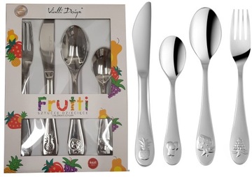 VIALLI DESIGN 4 ДЕТСКИЕ СТОЛОВЫЕ ПРИБОРЫ ДЕТСКИЕ ФРУКТЫ ФРУТТИ