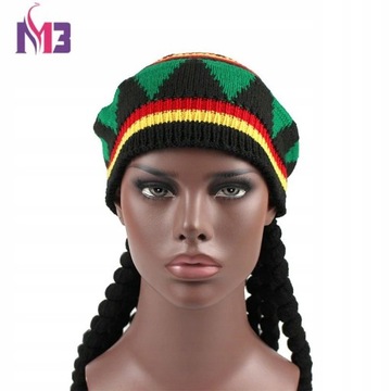 Зимняя шапка боб JAMAICA с дредами DREADS
