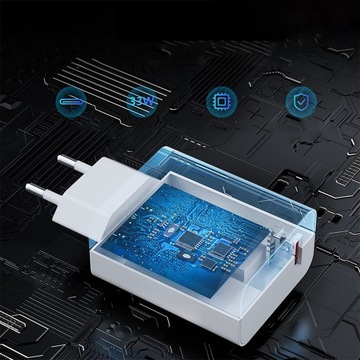 МОЩНОЕ БЫСТРОЕ СЕТЕВОЕ ЗАРЯДНОЕ УСТРОЙСТВО ДЛЯ СМАРТФОНА 33ВТ + КАБЕЛЬ TYPE-C 1М