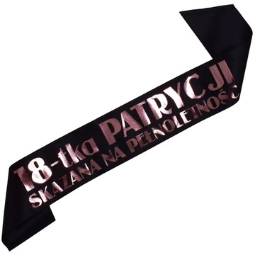 Czarna szarfa 18-tka Skazana na pełnoletność