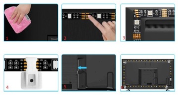 Светодиодная лента для ТВ USB, приложение Bluetooth, подсветка RGB5050, 5м