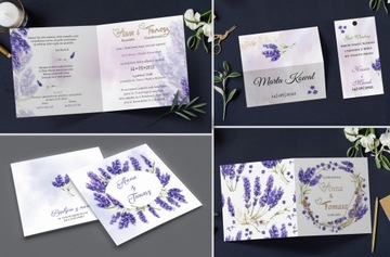 Zaproszenia ślubne LAWENDA koperta PAPIER PERŁOWY