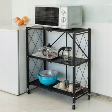 СКЛАДНОЙ ШКАФ-КНИЖНЫЙ ШКАФ С 3 ПОЛКАМИ, ЧЕРНАЯ СТАЛЬ