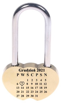 Kłódka Miłości na most z GRAWEREM KALENDARZ IMIONA