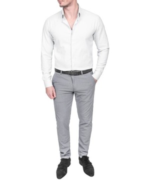 Garnitur Męski Elegancki Slim Fit w Pepitkę – Biało-Czarny - 50