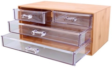 BAMBUSOWY ORGANIZER NA KOSMETYKI Z SZUFLADKAMI EKO