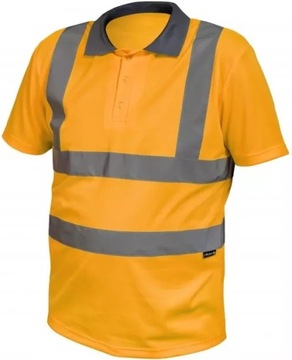 KOSZULKA POLO robocza ODBLASKOWA OSTRZEGAWCZA męska WYSOKA JAKOŚĆ HOEGERT M