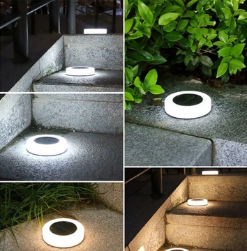 Lampa Solarna Ogrodowa LED Najazdowa Gruntowa Dyski Czujnik Zmierzchu 3000K