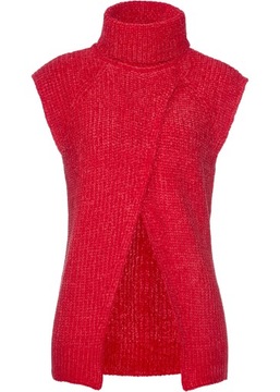*B.P.C kamizelka swetrowa z golfem czerwona 48/50.