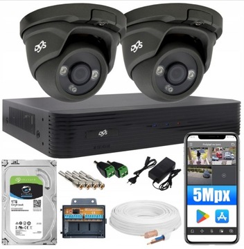 System monitoringu 2 kamer 102° czarne 5Mpx aplikacja P2P