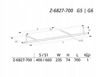 WIESZAK PODWIESZANY NOMET CRUDO Z-6827-700 SAT