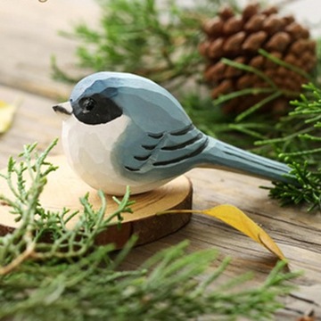 Miniaturowe ptaki, figurki ptaków, ręcznie rzeźbione malowane drewniane