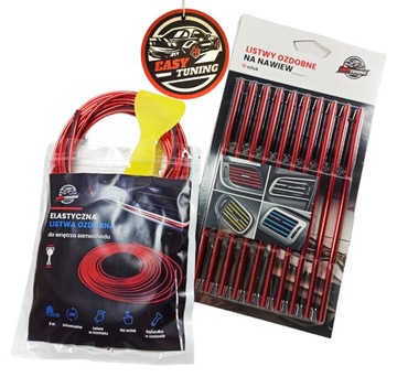 ZESTAW listw ozdobnych do WNĘTRZA auta CZERWONE